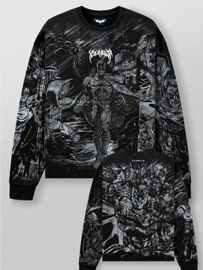 YoungLA Batman Comic Longsleeve Tee, Suze Small, Black, NWT